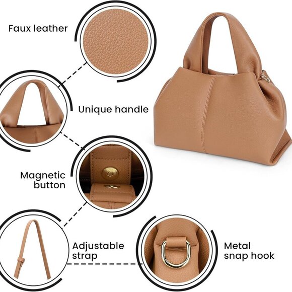 Cloud Pouch Dumpling Clutch Purse Women Tote Shoulder Retro Crossbody Bag with R - Picture 4 of 6